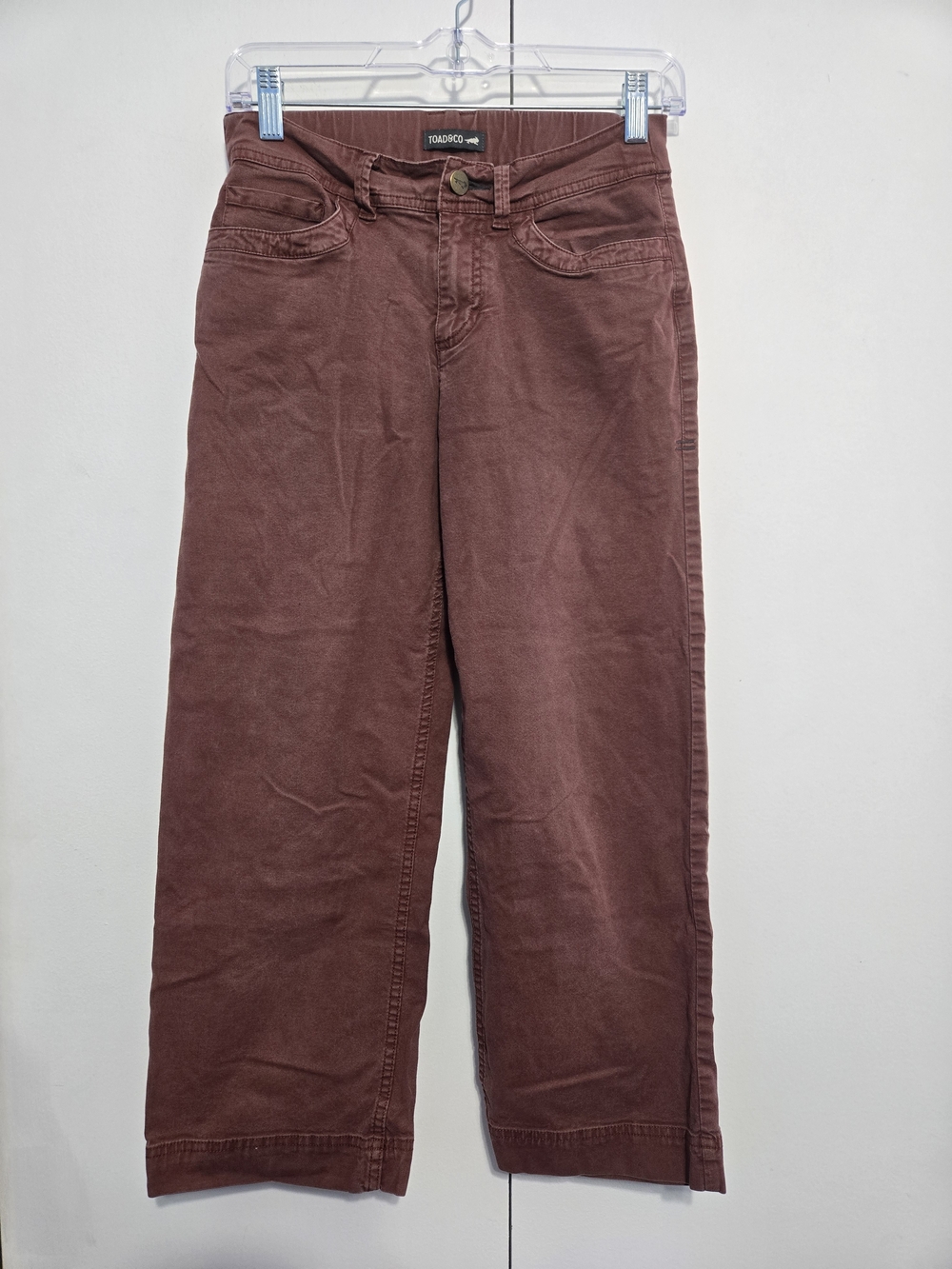 Toad&Co Organic Cotton Wide Leg Crop Pants Rust Brown Size 0